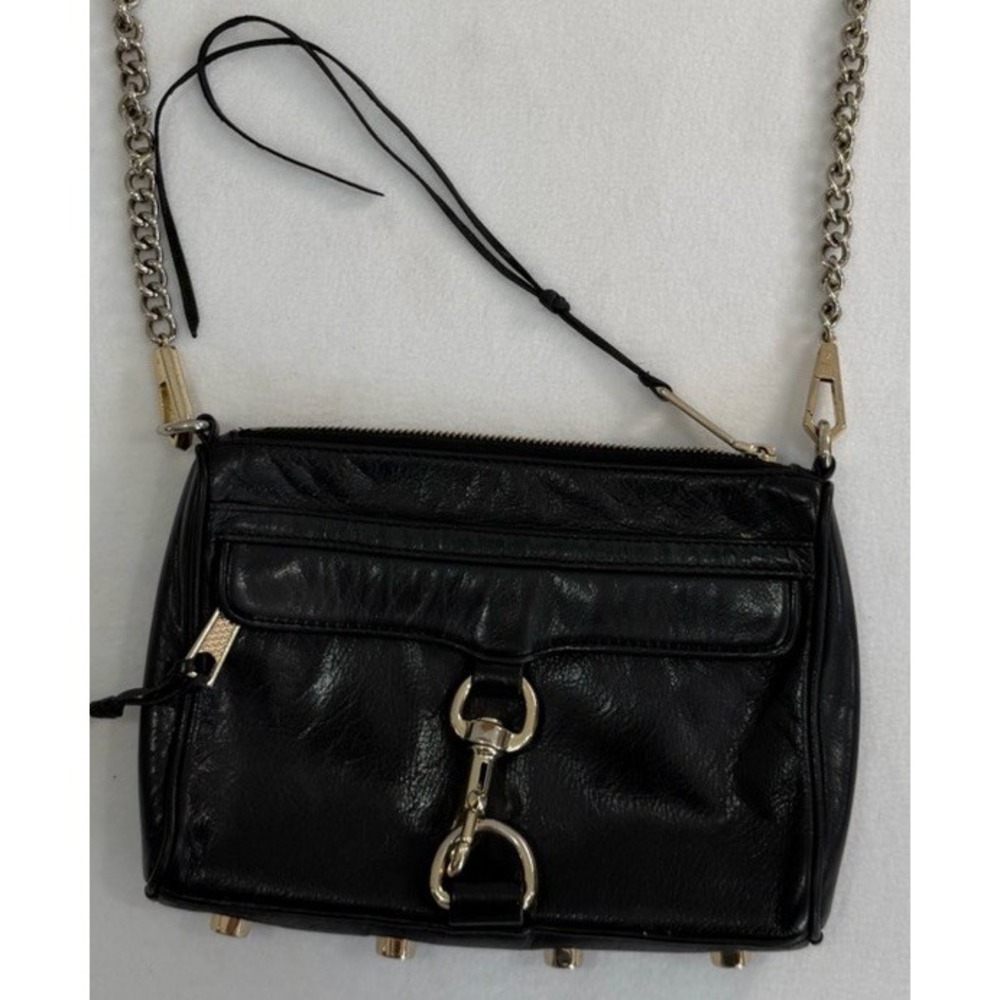 Rebecca Minkoff Mini MAC Bag Women Black Leather Gold Chain Crossbody Designer